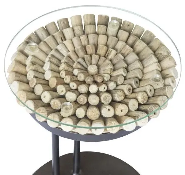 Driftwood 60cm Sofa Table - Glass Top