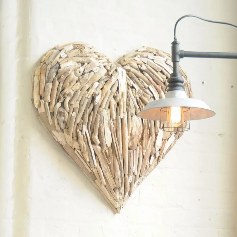Driftwood Heart Large Wall Decor - Weathered
