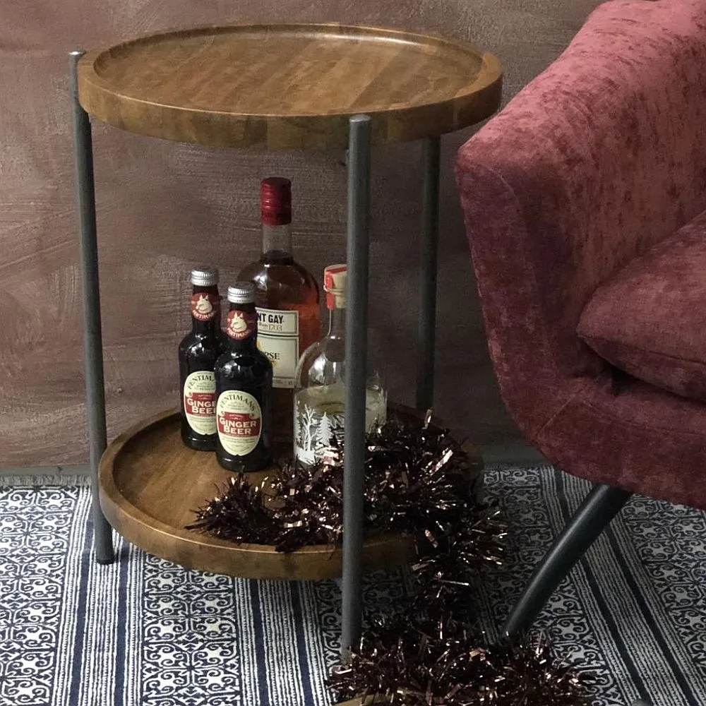 Evansville Round End Table - Mango Wood