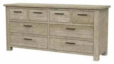 FJOR11 8 Drawer Wide Chest - Washed Grey, Reclaimed Pine image