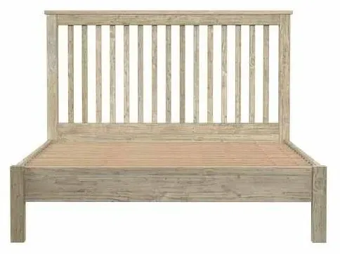 Fjord King Size Slatted Bed - Washed Grey, Reclaimed Pine