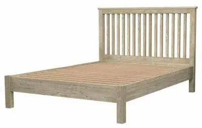 Fjord King Size Slatted Bed - Washed Grey, Reclaimed Pine image
