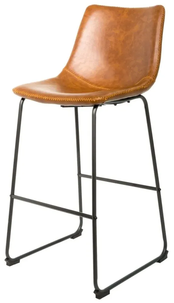 Fremont Barstool Set of 2 - Tan, Leather