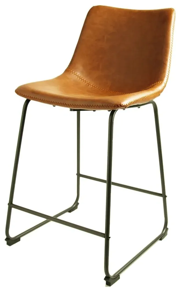 Fremont Counter Stool Set of 2 - Tan, Vintage Leather