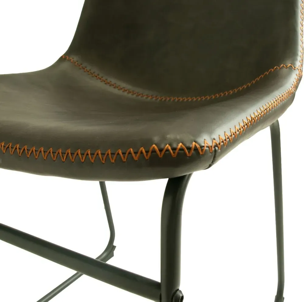 Fremont Vintage Leather Dining Chair - Grey