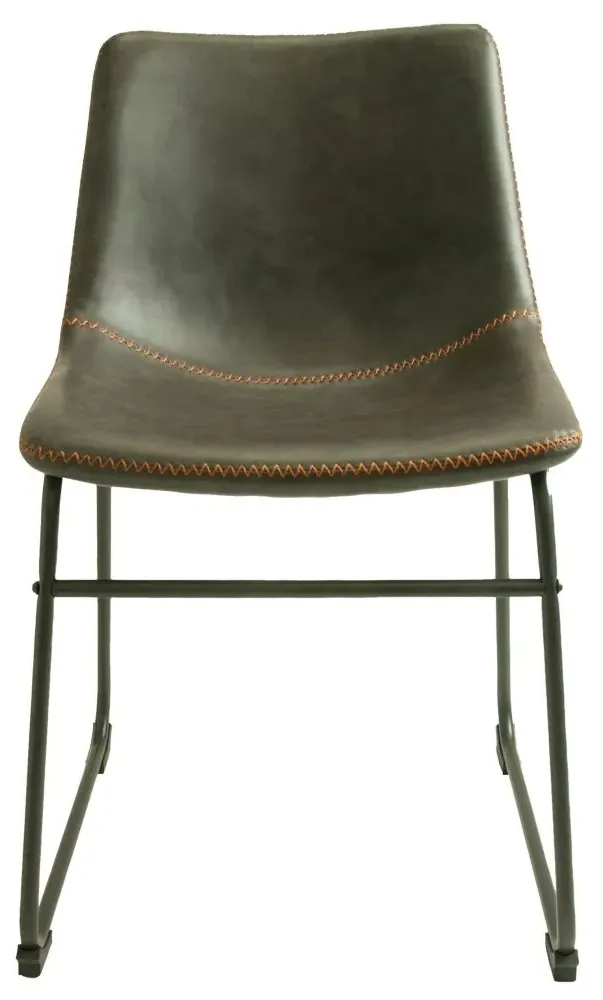 Fremont Vintage Leather Dining Chair - Grey