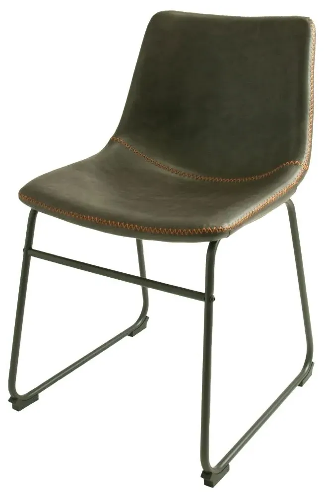 Fremont Vintage Leather Dining Chair - Grey
