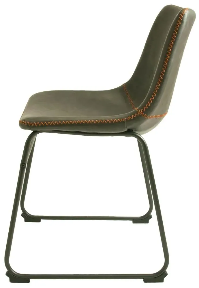 Fremont Vintage Leather Dining Chair - Grey