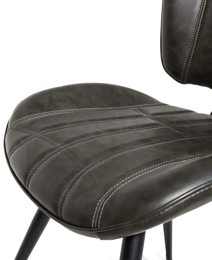 Gustavia Dining Chair Set of 2 - Grey, Leather