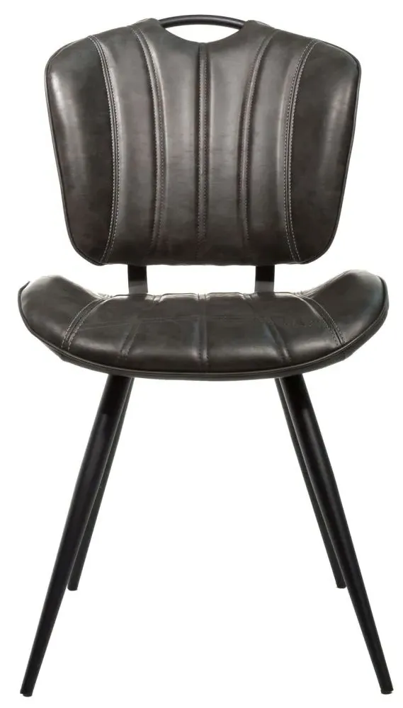 Gustavia Dining Chair Set of 2 - Grey, Leather