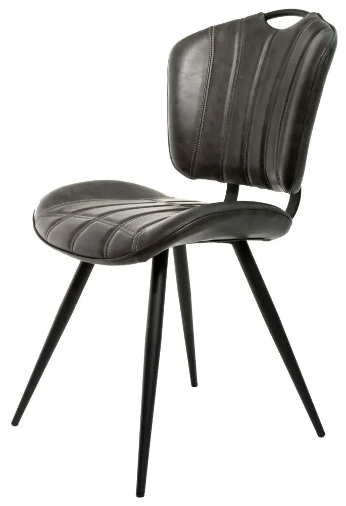 Gustavia Dining Chair Set of 2 - Grey, Leather