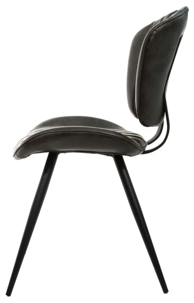 Gustavia Dining Chair Set of 2 - Grey, Leather