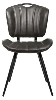 Gustavia Dining Chair Set of 2 - Grey, Leather