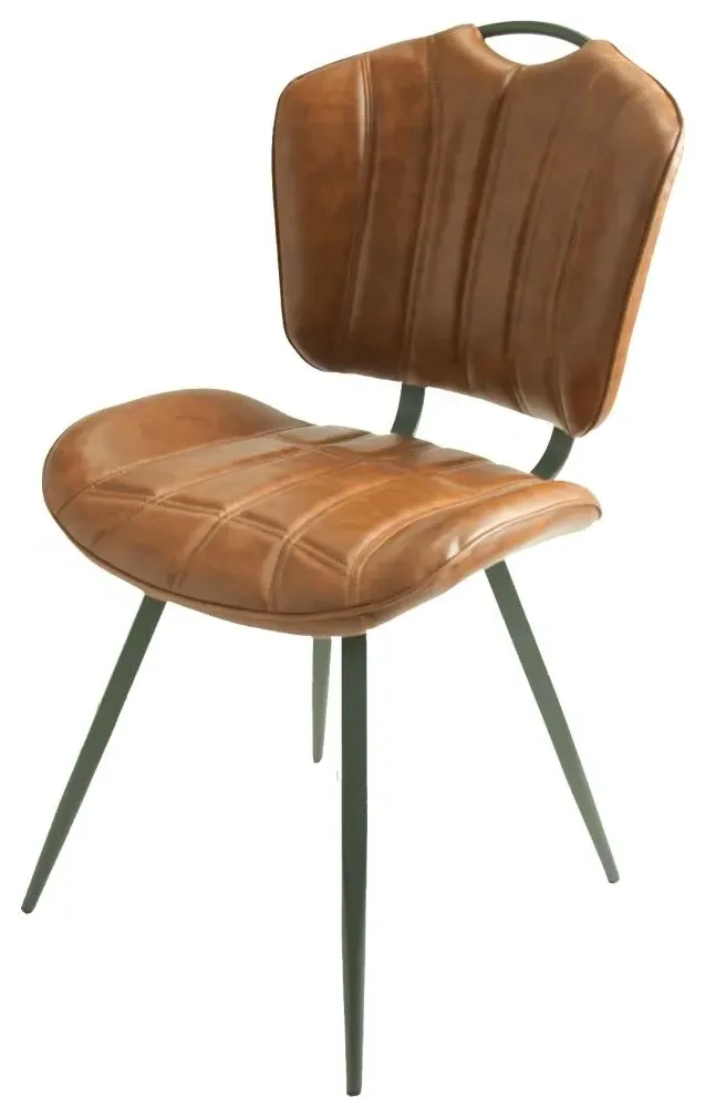 Gustavia Dining Chair Set of 2 - Tan, Leather