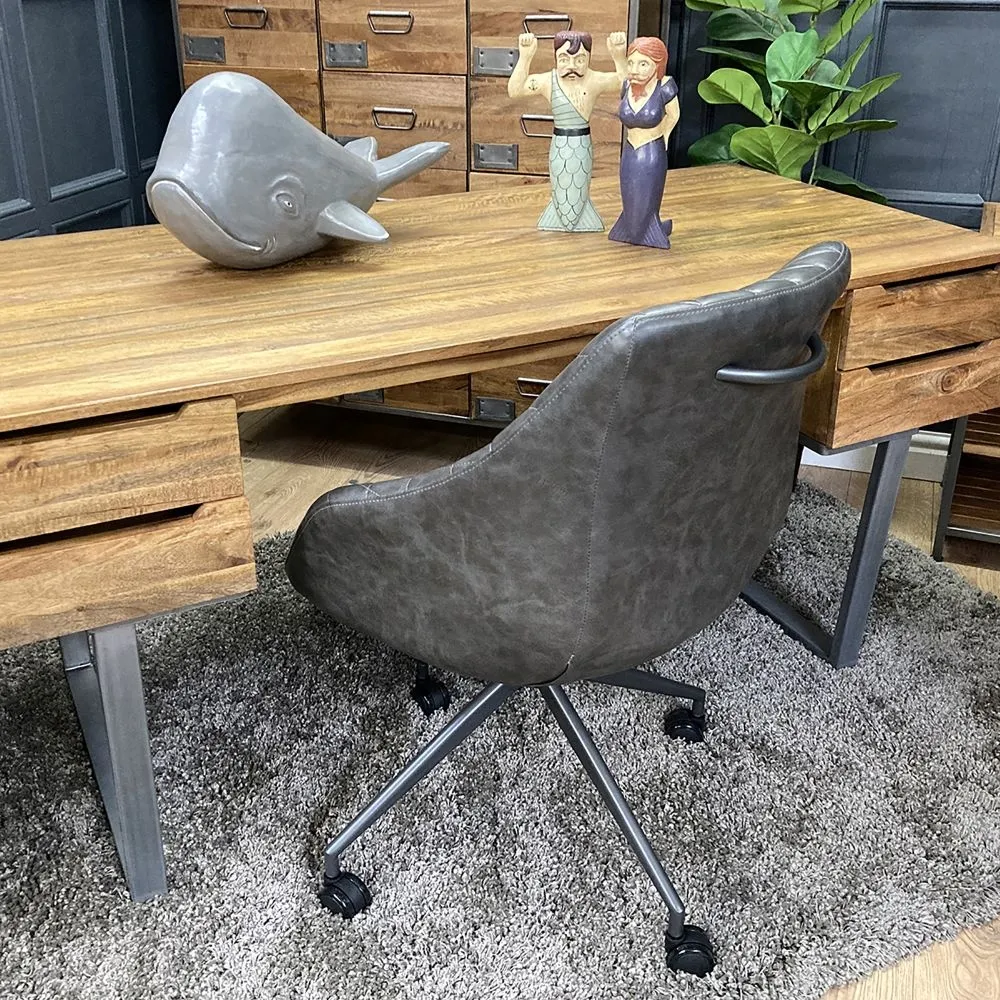 Hasselt Office Chair - Grey, Leather