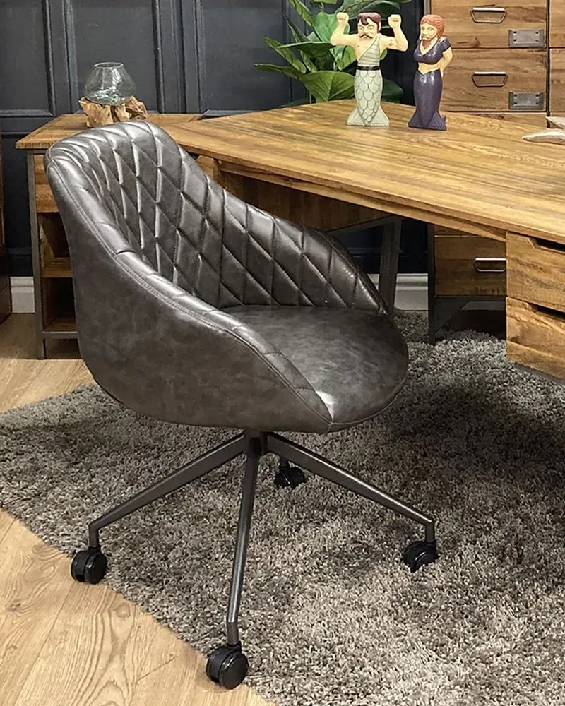Hasselt Office Chair - Grey, Leather