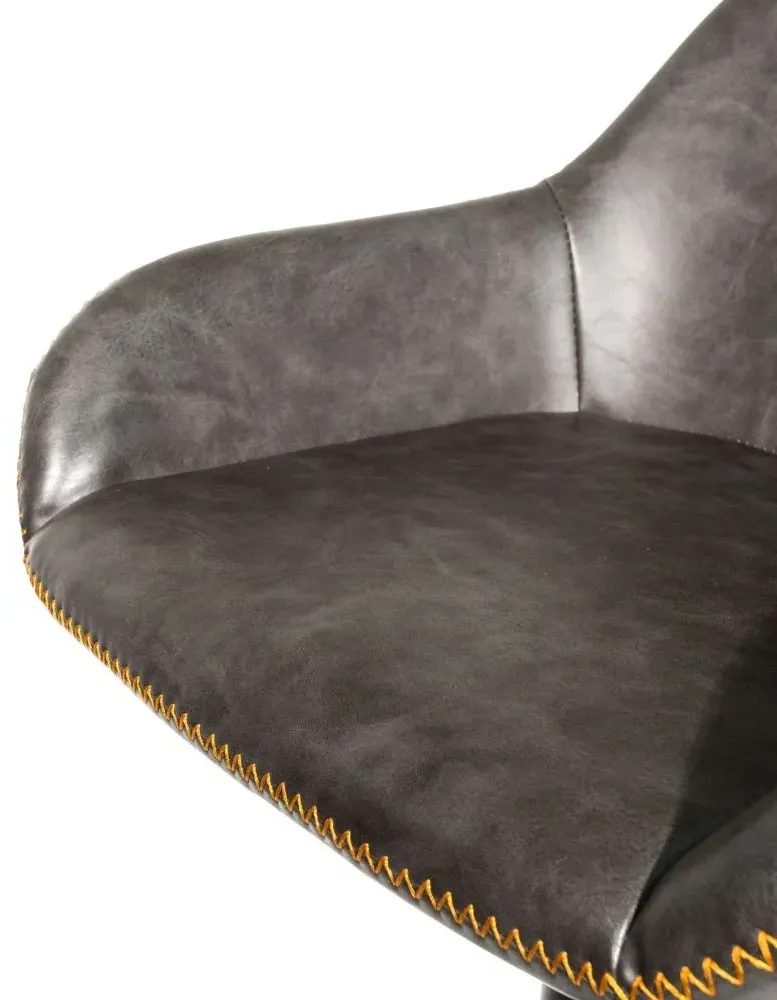 Hawai Gas Lift Barstool Set of 2 - Grey, Leather