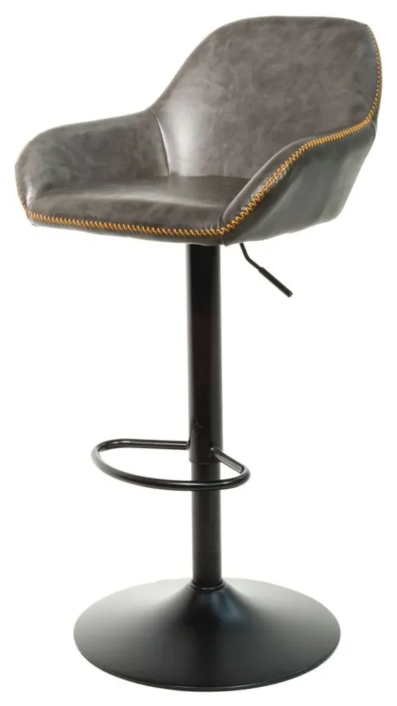 Hawai Gas Lift Barstool Set of 2 - Grey, Leather
