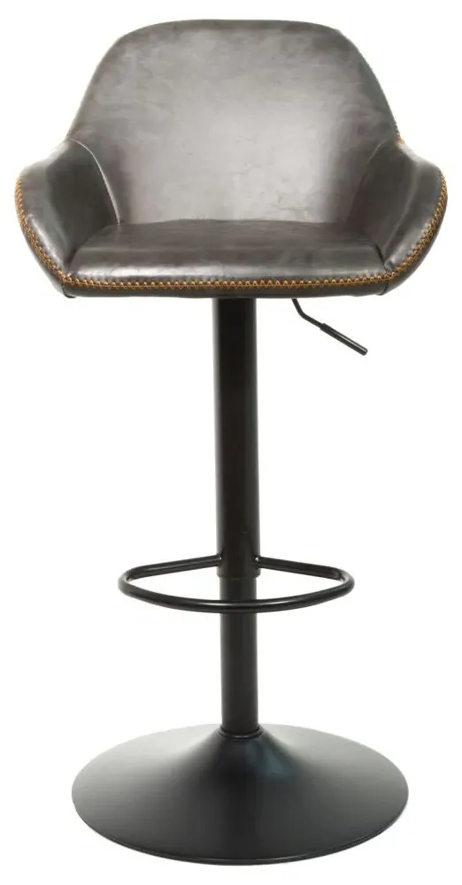 Hawai Gas Lift Barstool Set of 2 - Grey, Leather