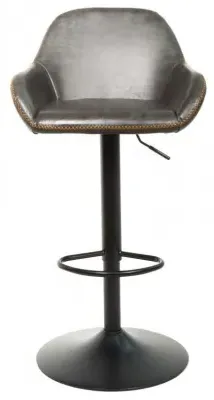 Hawai Gas Lift Barstool Set of 2 - Grey, Leather