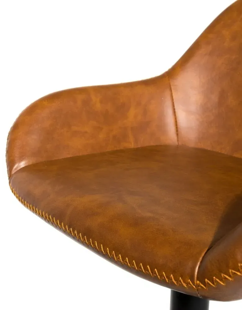 Hawai Gas Lift Barstool Set of 2 - Tan, Leather