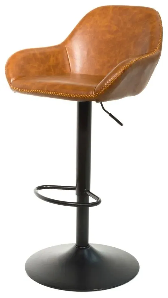 Hawai Gas Lift Barstool Set of 2 - Tan, Leather