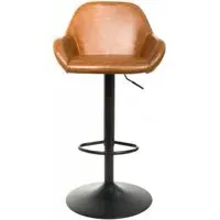 Hawai Gas Lift Barstool Set of 2 - Tan, Leather
