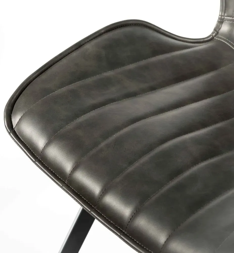 Norwich Dining Chair Set of 2 - Grey, Leather