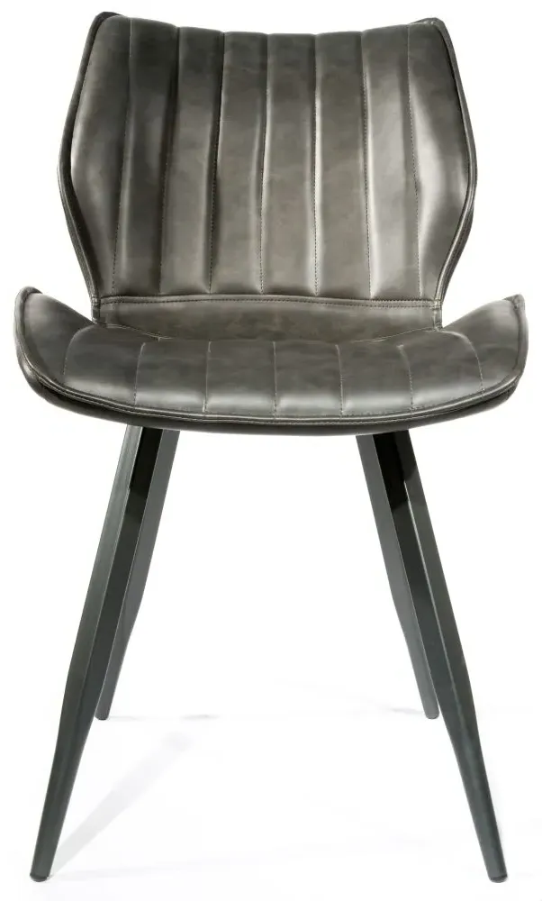 Norwich Dining Chair Set of 2 - Grey, Leather