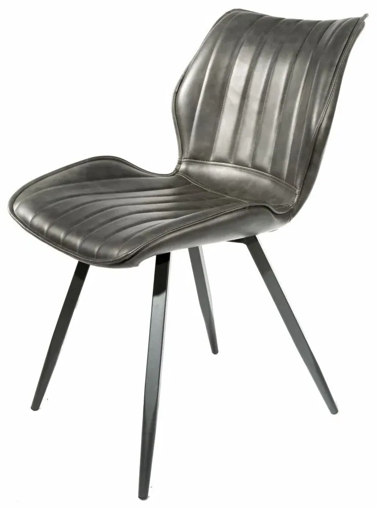 Norwich Dining Chair Set of 2 - Grey, Leather