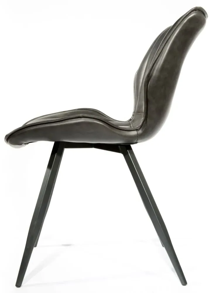 Norwich Dining Chair Set of 2 - Grey, Leather