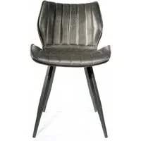 Norwich Dining Chair Set of 2 - Grey, Leather