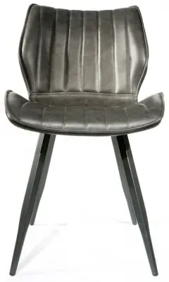 Norwich Dining Chair Set of 2 - Grey, Leather