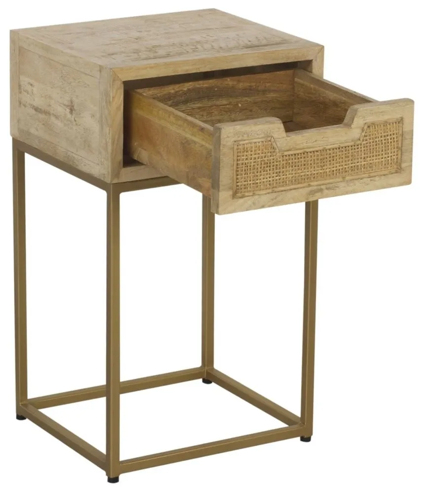 Rattan 1 Drawer Side Table - Natural