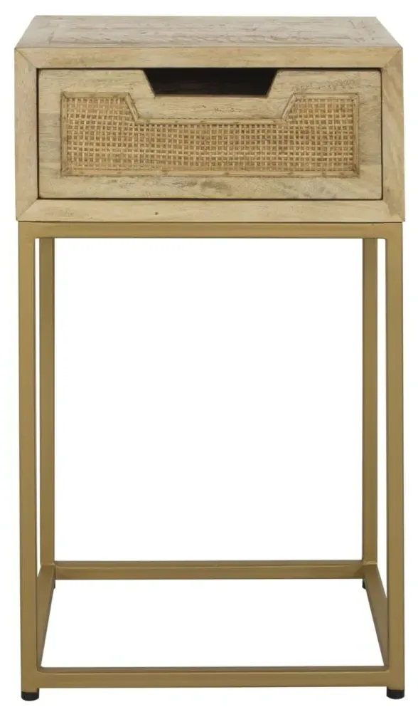 Rattan 1 Drawer Side Table - Natural