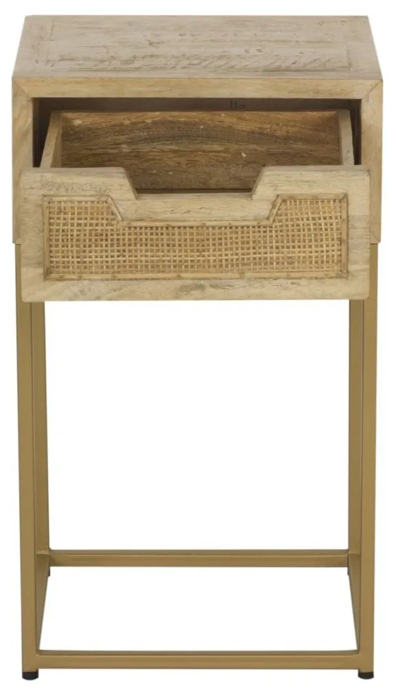 Rattan 1 Drawer Side Table - Natural
