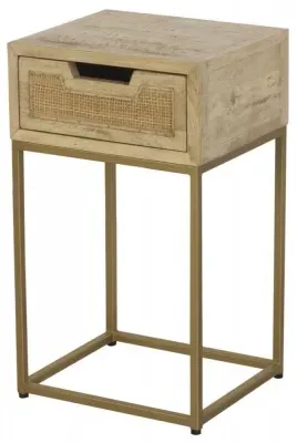 Rattan 1 Drawer Side Table - Natural image