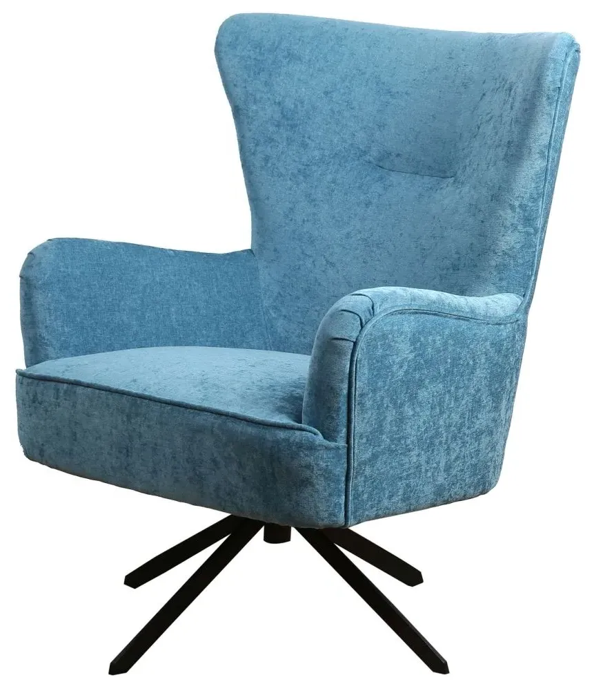 Salinas Swivel Armchair - Ocean Blue, Chenille