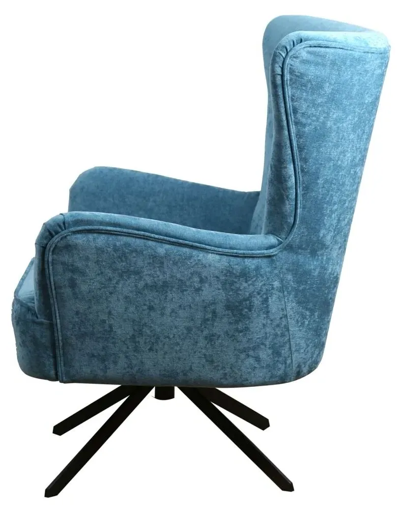Salinas Swivel Armchair - Ocean Blue, Chenille