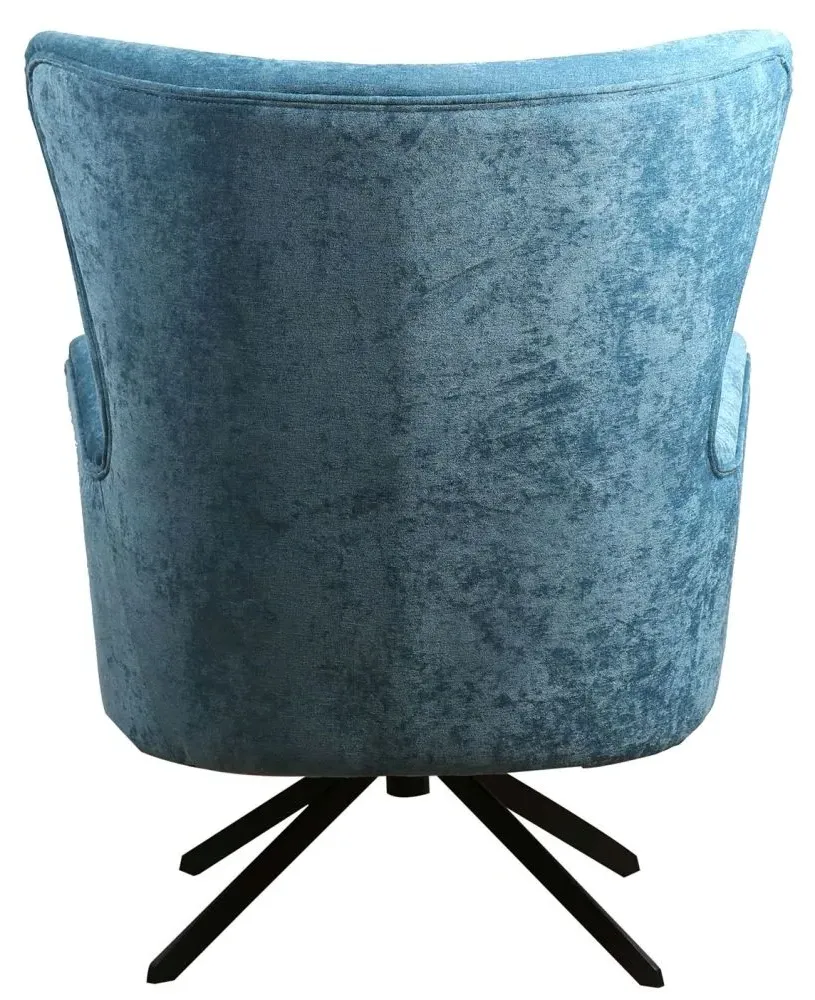 Salinas Swivel Armchair - Ocean Blue, Chenille