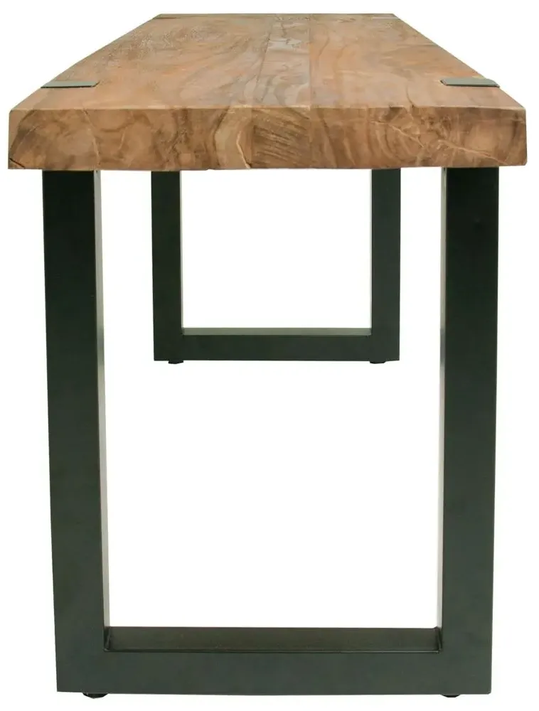 Set of 2 Dining Bench - Black, Reclaimed Teak