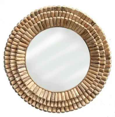 Trunk Driftwood Large Round Wall Mirror - Bamboo
