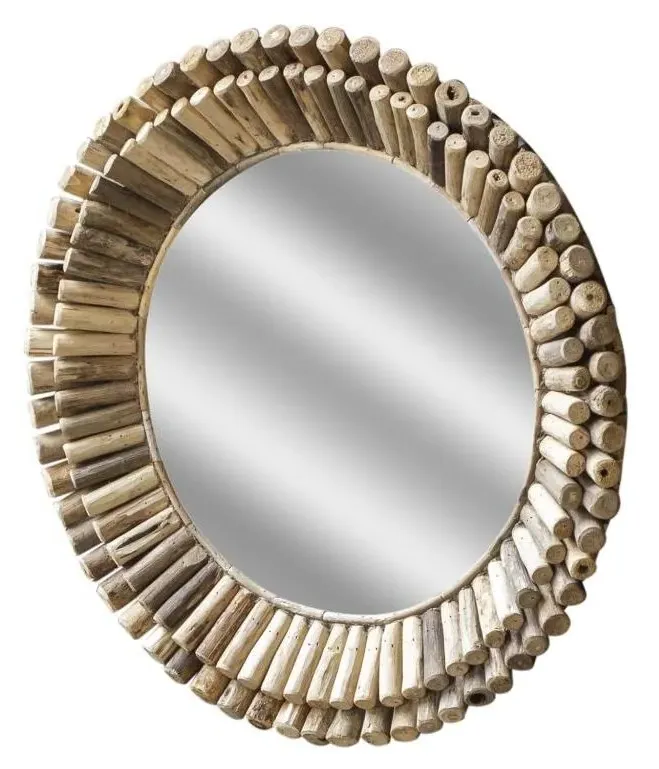 Trunk Driftwood Round Wall Mirror - Bamboo