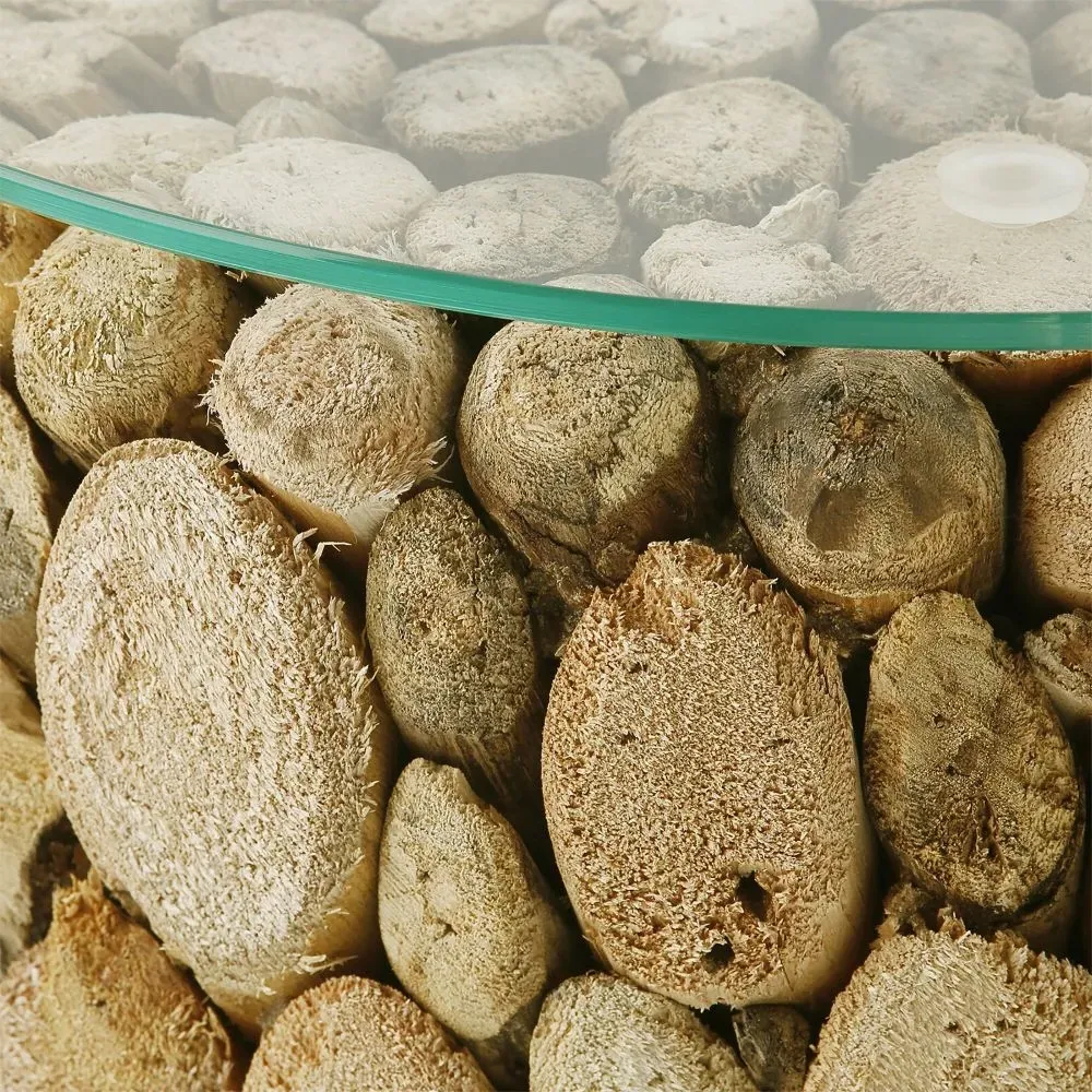 Trunk Tall Round Lamp Table - Weathered, Glass