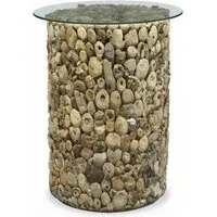 Trunk Tall Round Lamp Table - Weathered, Glass