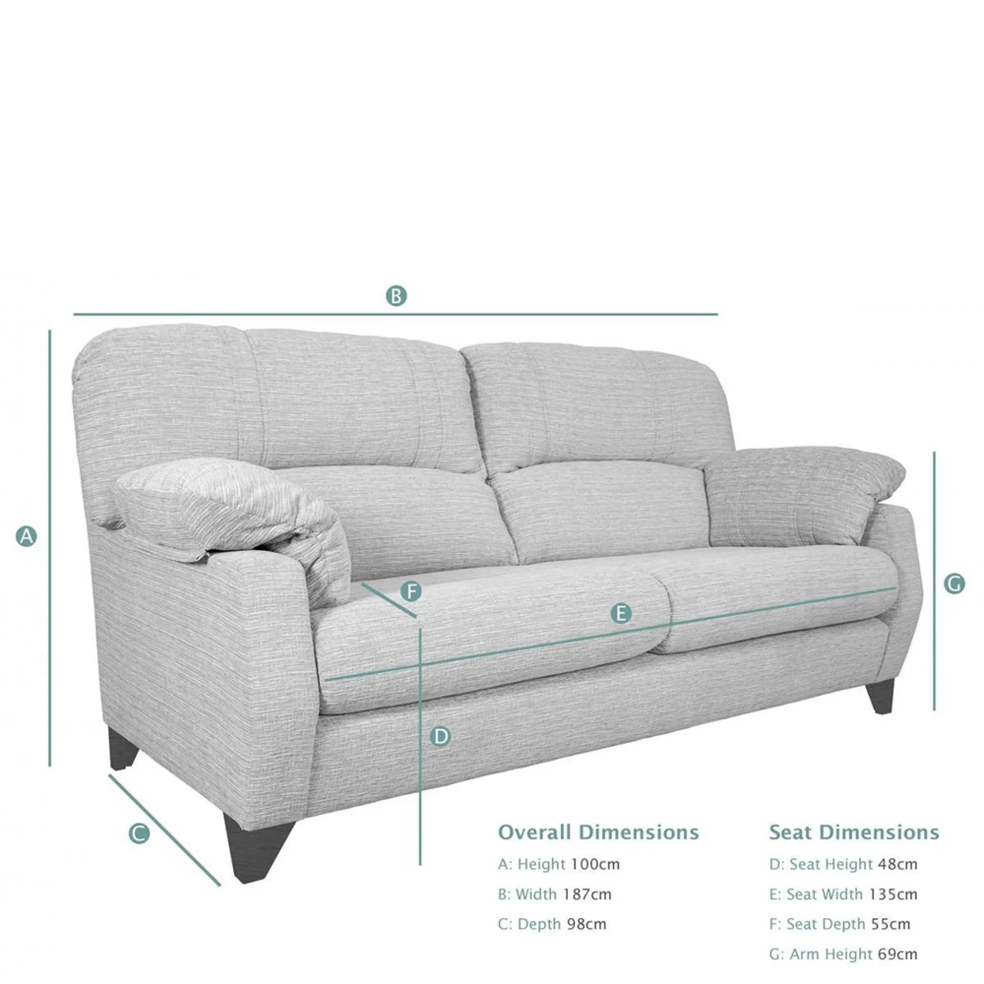 Austin 3-Seater Fabric Sofa