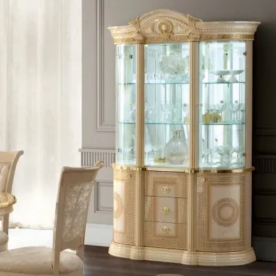 Aida 3 Door Display Cabinet with LED Light - Ivory