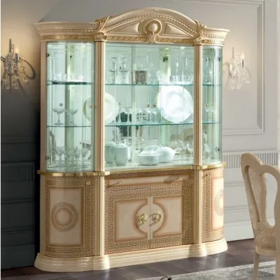 Aida 4 Door Display Cabinet with LED Light - Ivory image