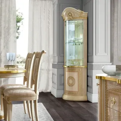 Aida Corner Display Cabinet with LED Light - Ivory image