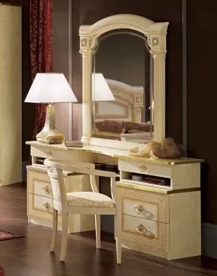 Aida Double Pedestal Dressing Table - Ivory